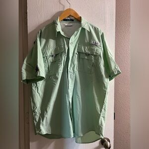Columbia PFG Shirt Green  Short Sleeve Button Up Lightweight Did XX Men Sz L